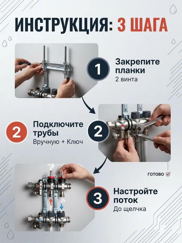 Коллектор с расходометрами Oventrop Multidis 2 выход 3/4 1404352 — фото 6
