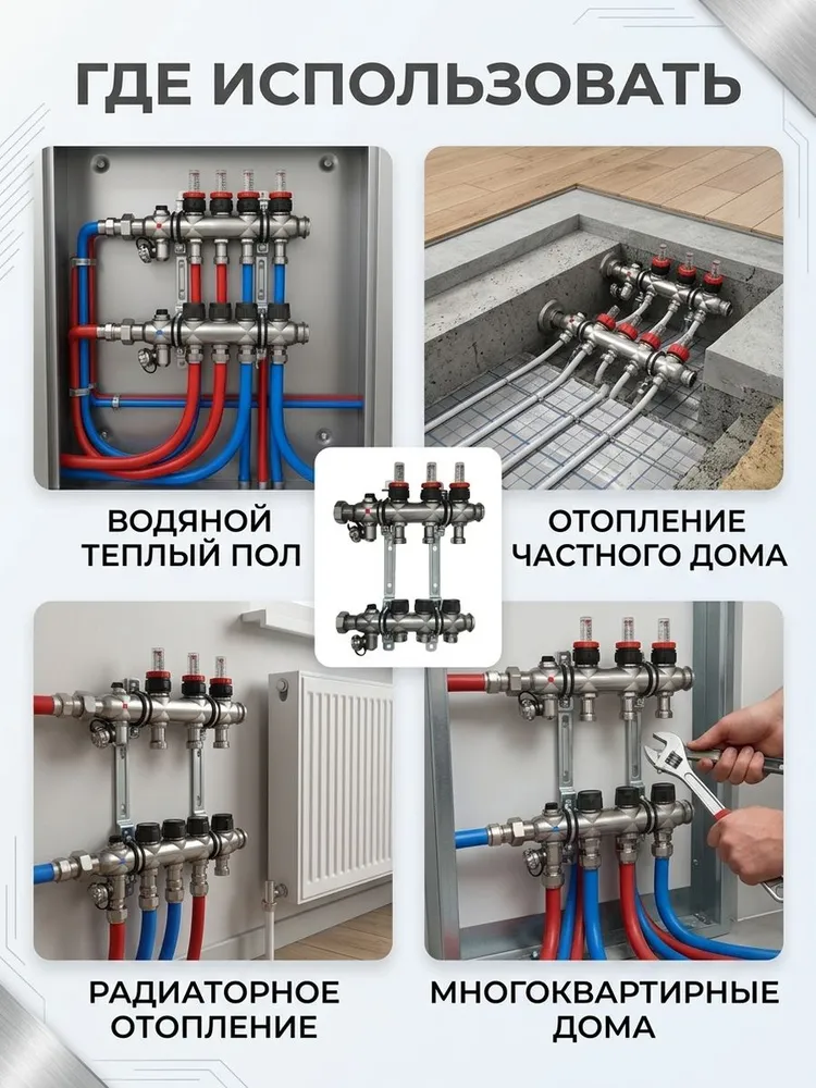 Распределительный коллектор Oventrop Multidis 3 выход-3/4 1404353  — фото 5