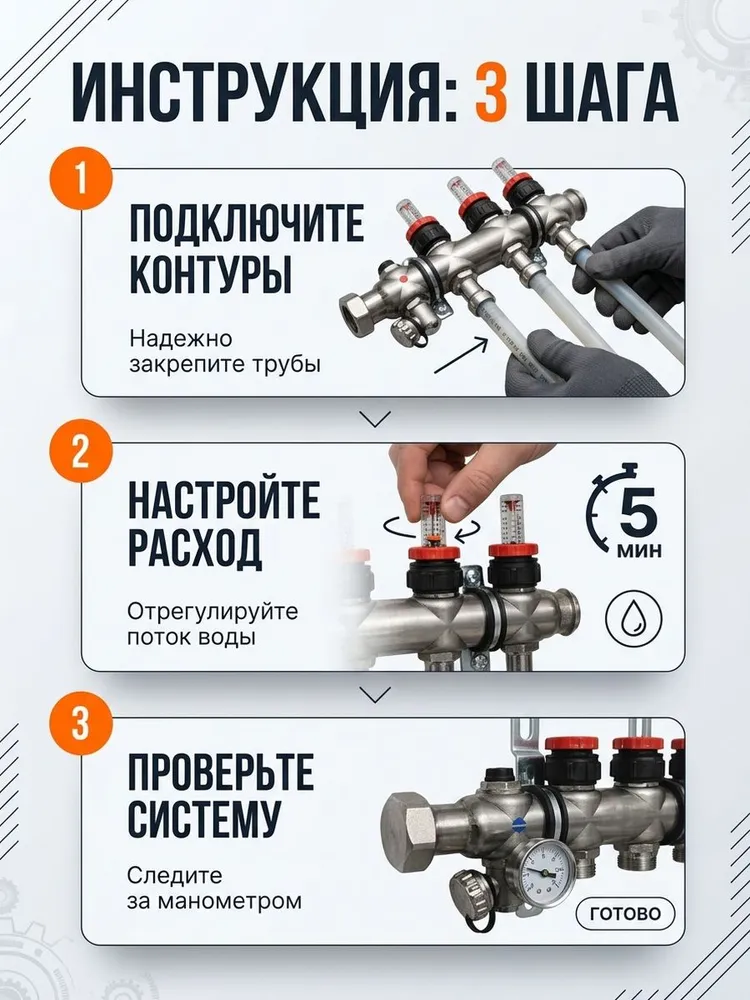 Распределительный коллектор Oventrop Multidis 3 выход-3/4 1404353  — фото 4