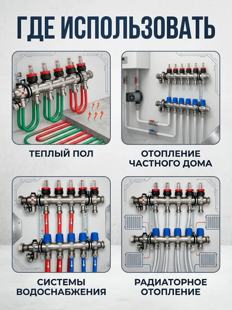 Распределительный коллектор Oventrop Multidis 5 выход-3/4 1404355 — фото 5