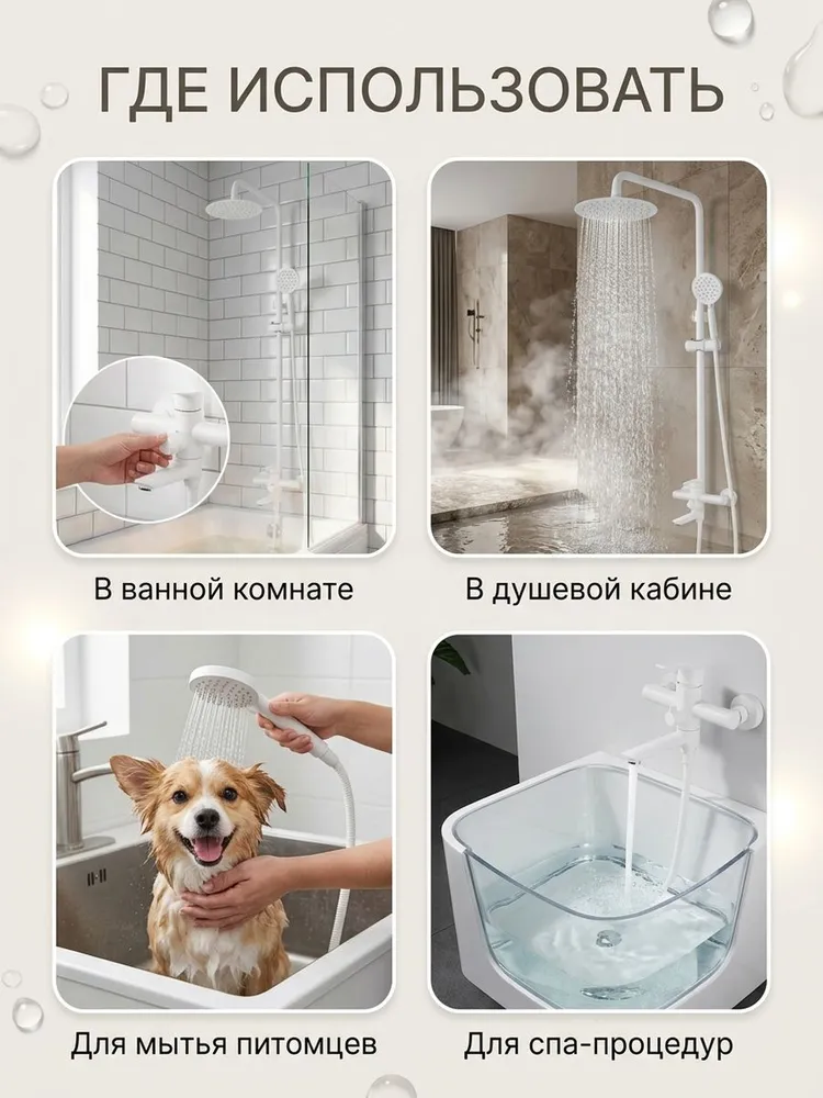 Душевая система с тропическим душем Hansen HN33032-F белый — фото 4