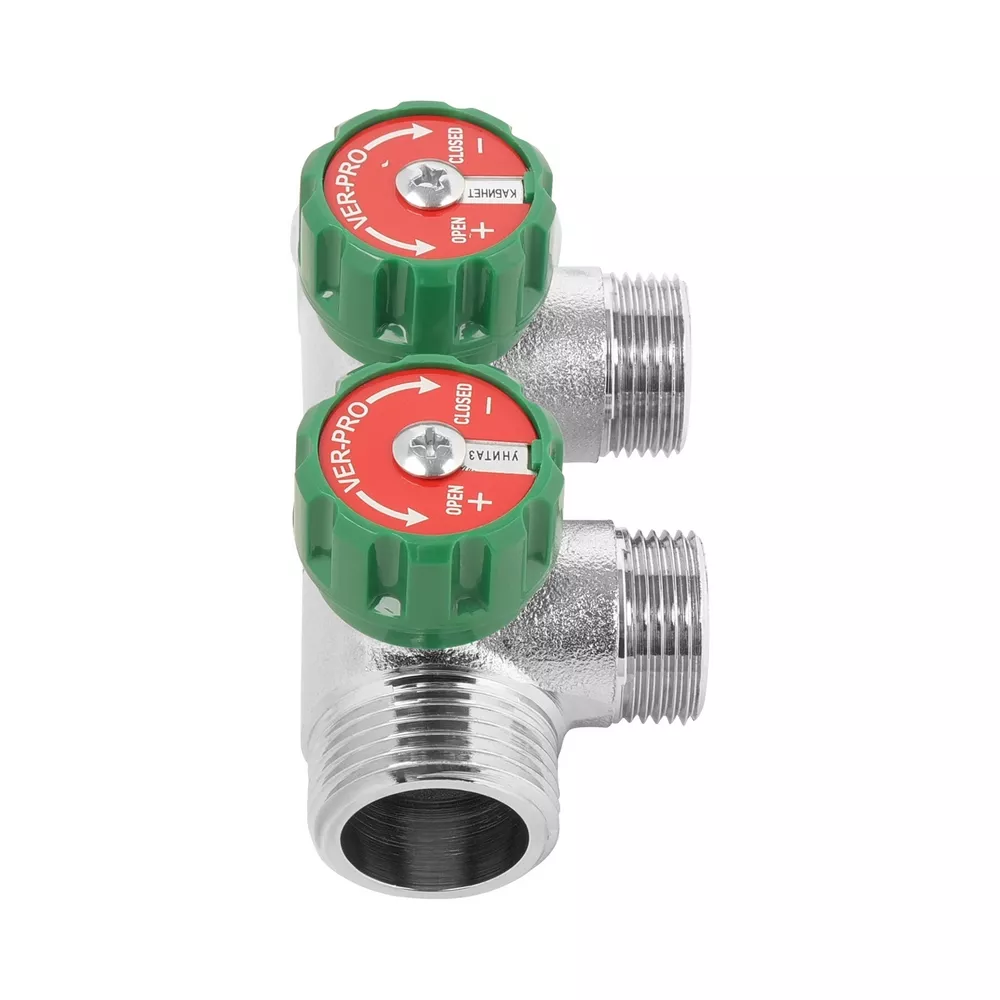 Коллектор с регулировочными вентилями 1"x3/4" ЕК - 2 выхода — фото 4