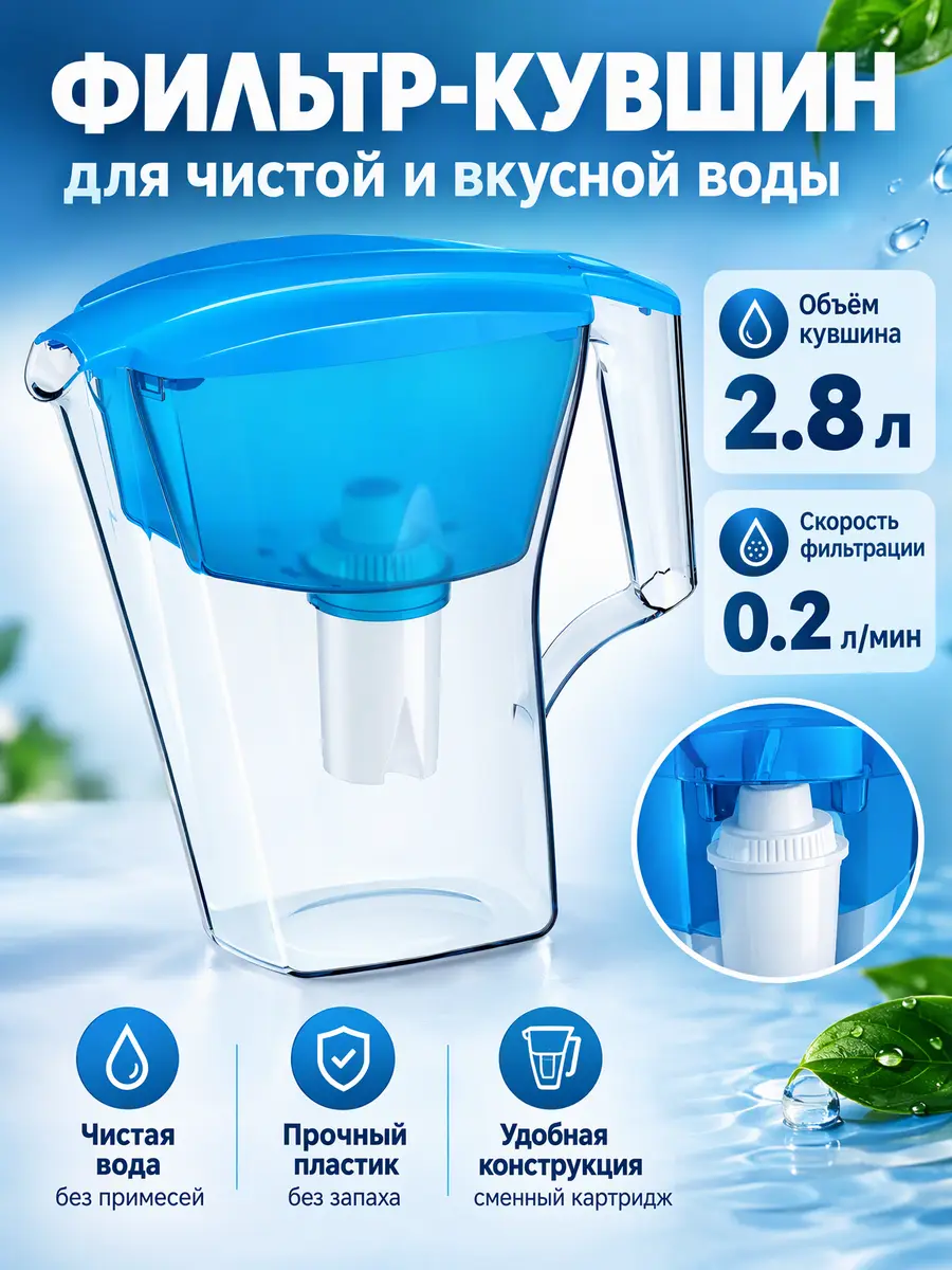 Водоочиститель-кувшин Аквафор модель Лайн, голубой — фото 1