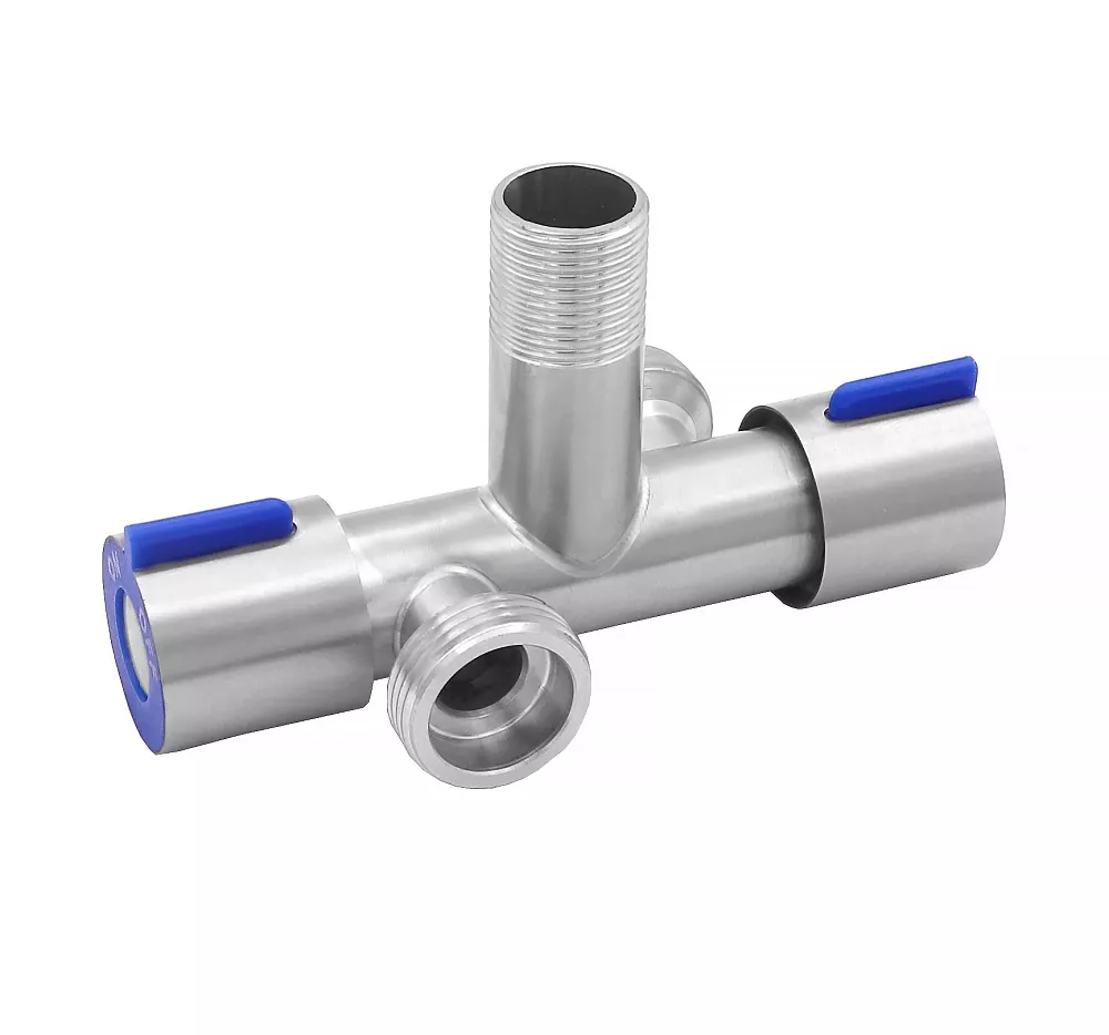 Вентиль двойной угловой c кран-буксой 1/2"х1/2"х1/2" из нержавеющей стали Vieir VER78 — фото 5